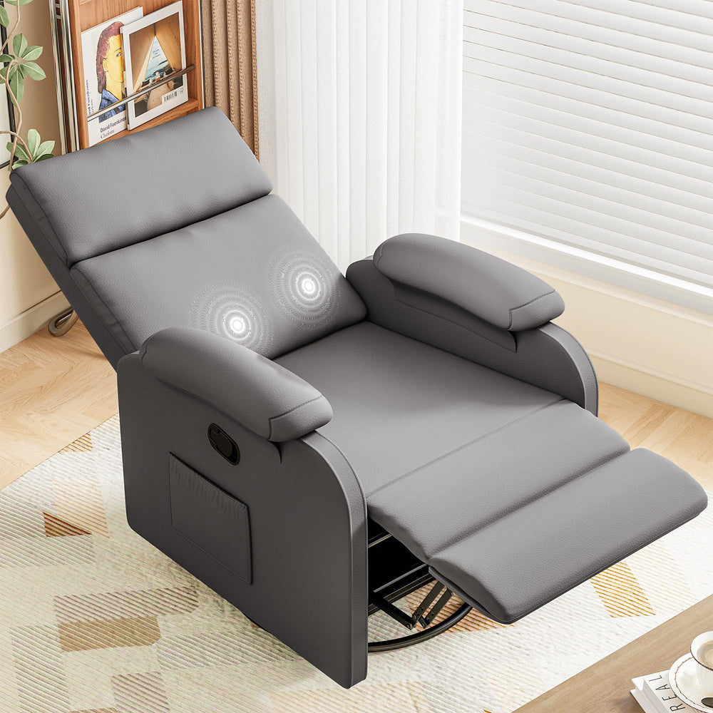 Swivel Rocking Recliner Chair with Massage & Adjustable Footrest