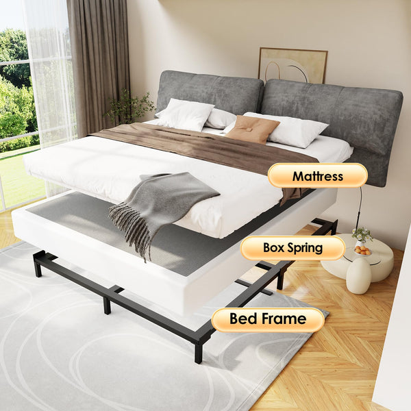 7-Inch Heavy Duty Metal Box Spring with Fabric Cover & Tool-Free Assembly
