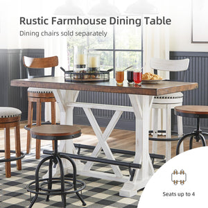 Counter Height Farmhouse Dining Table – Two-Tone Brown & White
