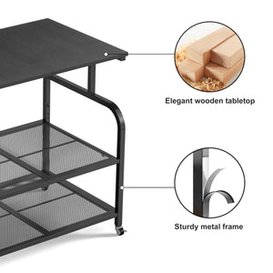 Mobile Printer Stand with 3-Tier Shelf & Large Desktop