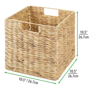 Woven Hyacinth Cube Storage Baskets with Handles – Set of 6