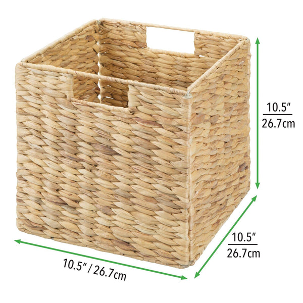 Woven Hyacinth Cube Storage Baskets with Handles – Set of 6
