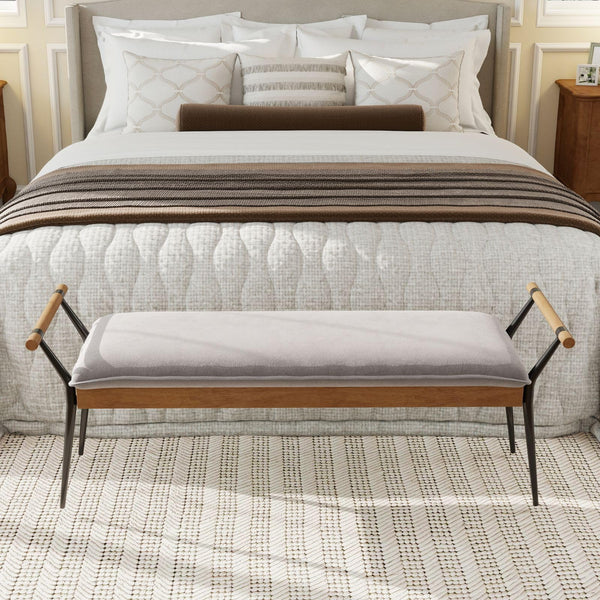 Upholstered Entryway Bench with Metal Legs