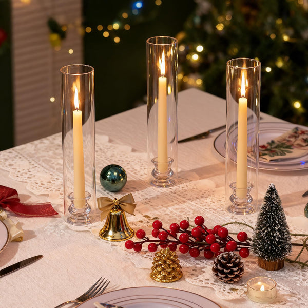 Clear Glass Hurricane Candle Holders Set of 16