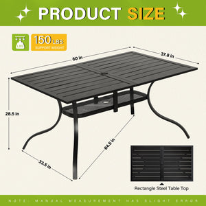 Outdoor Patio Dining Table with Umbrella Hole