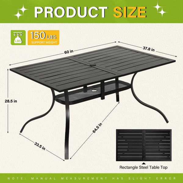 Outdoor Patio Dining Table with Umbrella Hole