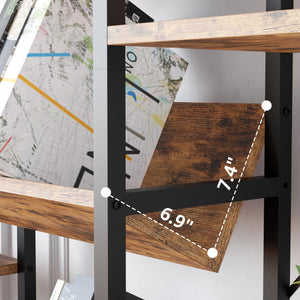 Triple Wide 5-Tier Industrial Bookshelf with Metal Frame