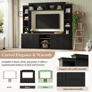 4-in-1 Wall Unit Entertainment Center with Bookshelf