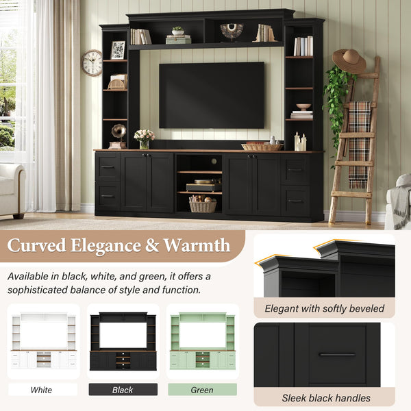 4-in-1 Wall Unit Entertainment Center with Bookshelf
