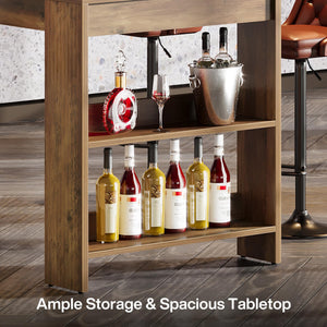 63-Inch Counter Height Bar Table with Storage Shelves