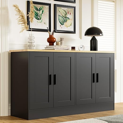 53" 4-Door Buffet Cabinet & Kitchen Sideboard with Adjustable Shelves