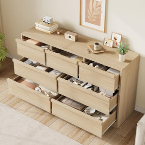 7-Drawer Dresser, 54" Wide, Natural Oak