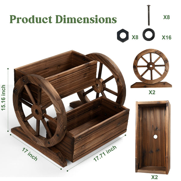2-Tier Wooden Planter Box with Wheels