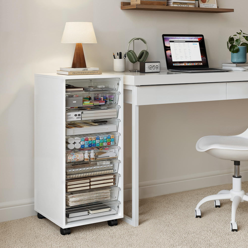 10-Drawer Rolling Storage Cart with Clear Drawers