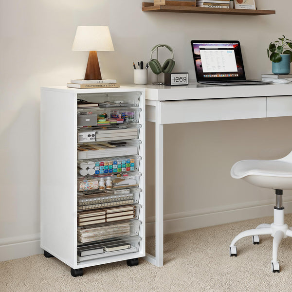 10-Drawer Rolling Storage Cart with Clear Drawers