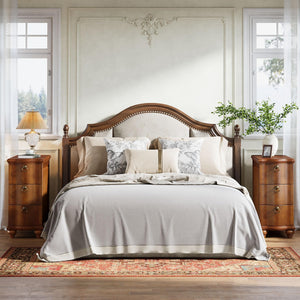 Walnut Brown 3-Drawer End Table with Solid Wood Legs