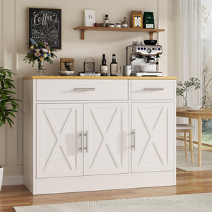 43" Sideboard Buffet Cabinet with Drawers and Adjustable Shelves