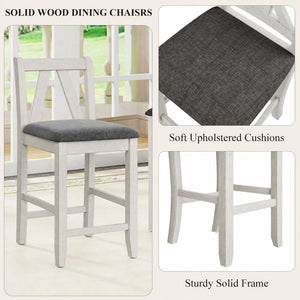 7-Piece Solid Wood Foldable Dining Table Set for 6