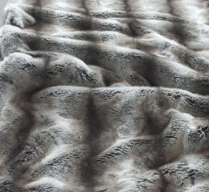 Faux Fur Throw Blanket — Gray Chinchilla, 59x88 Inch