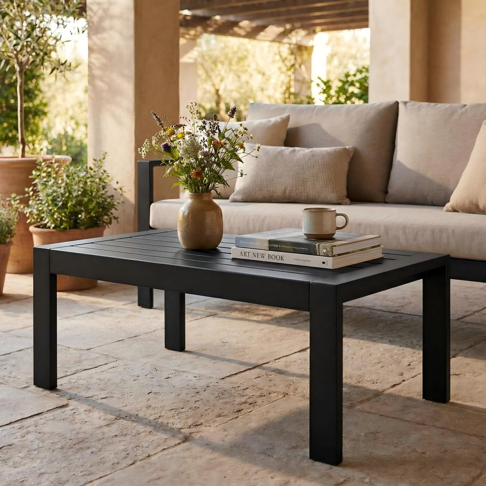 Aluminum Outdoor Patio Coffee Table – All-Weather Rectangle Metal Table