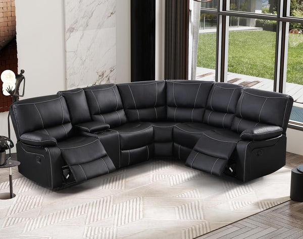 L-Shaped Recliner Sectional Sofa with Cup Holders & Storage