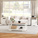 3-Piece Farmhouse Coffee Table Set with End Tables & Charging Station