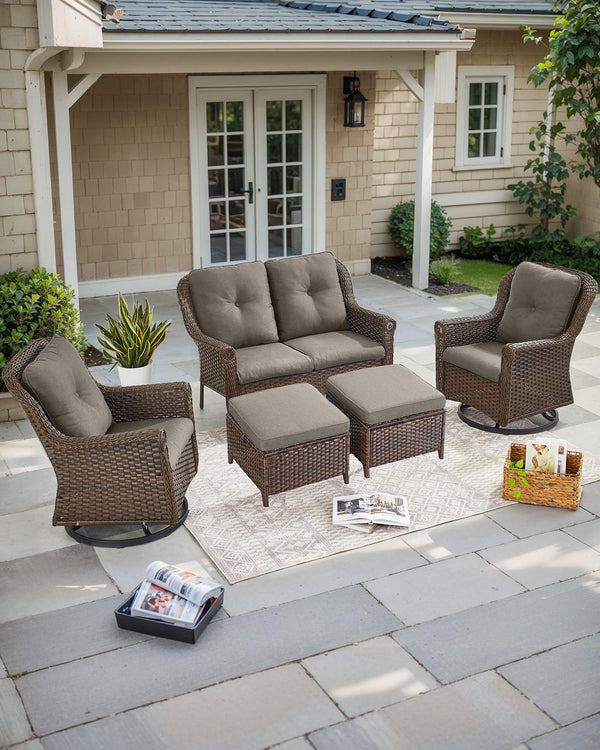 Outdoor Wicker Patio Ottoman Set of 2 – Multipurpose Footrest, Bench & Side Table