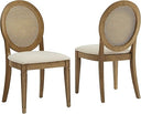 Oval Cane Back Dining Chairs Set of 2 – Rubberwood & Rattan, Driftwood Finish