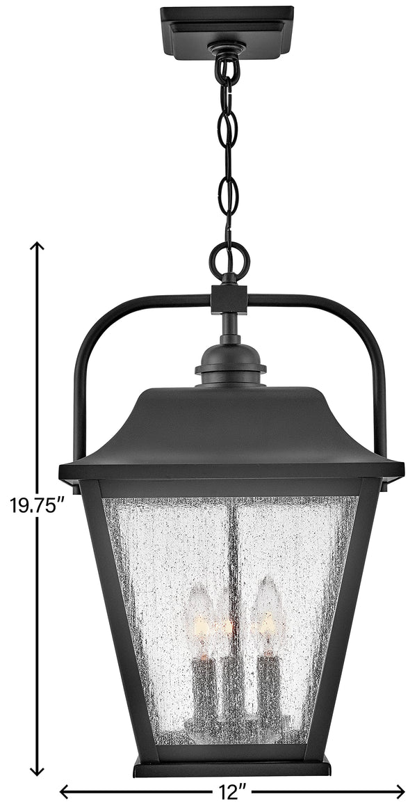 Black Aluminum Outdoor Hanging Lantern with Clear Seedy Glass