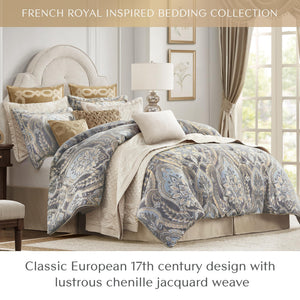 California King Chenille Jacquard Damask Comforter Set – 4 Piece
