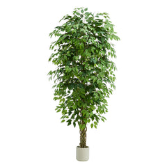 Artificial Ficus Tree – Tall Fake Indoor Plant with White Pot