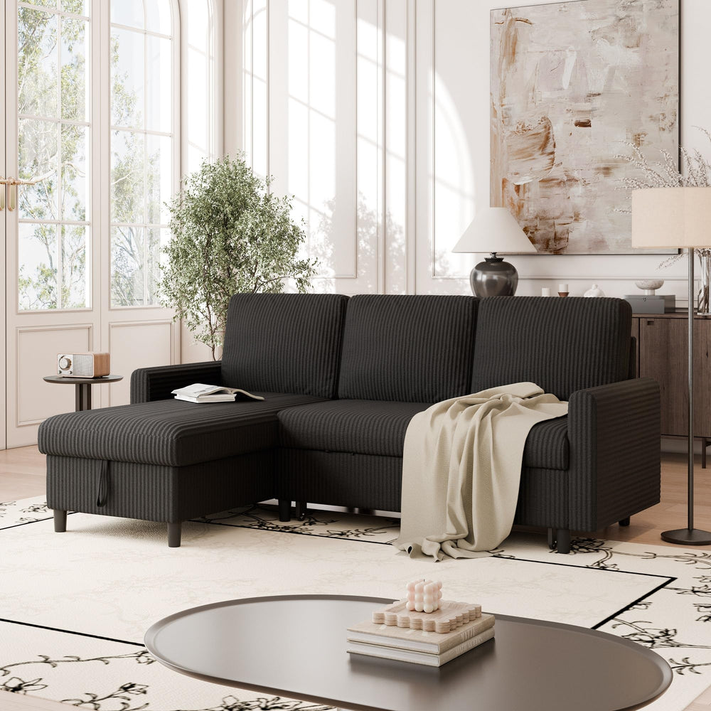 L-Shaped Convertible Sleeper Sofa with Storage Chaise