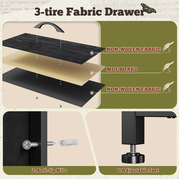 Long Dresser with 9 Drawers, LED TV Stand & Power Outlets