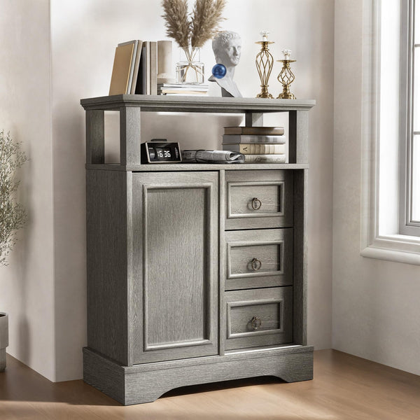 Farmhouse Storage Cabinet with Drawers and Sliding Barn Door