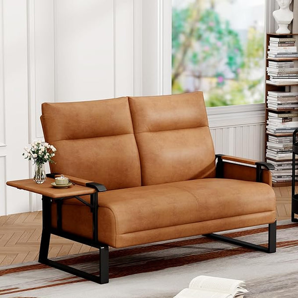 50" Loveseat Sofa with Foldable Side Table
