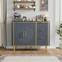 47.2" Fluted Buffet Storage Cabinet with Drawers & Adjustable Shelves