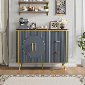 47.2" Fluted Buffet Storage Cabinet with Drawers & Adjustable Shelves