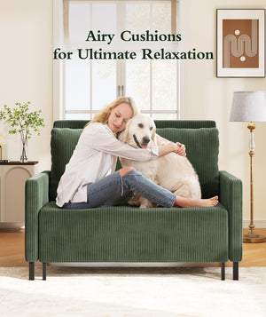 Corduroy Convertible Loveseat Sleeper Sofa Bed – 47" Pull-Out Couch