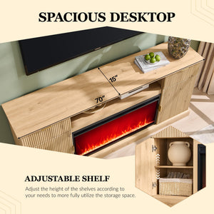 Fluted Fireplace TV Stand with 36" Electric Fireplace – Fits TVs Up to 80"