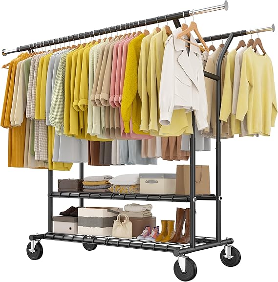 Heavy Duty Double Rod Clothes Rack