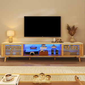 70" TV Stand with LED Lights & Faux Marble Top
