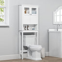 Over-Toilet Bathroom Storage Cabinet with Glass Doors & Adjustable Shelves