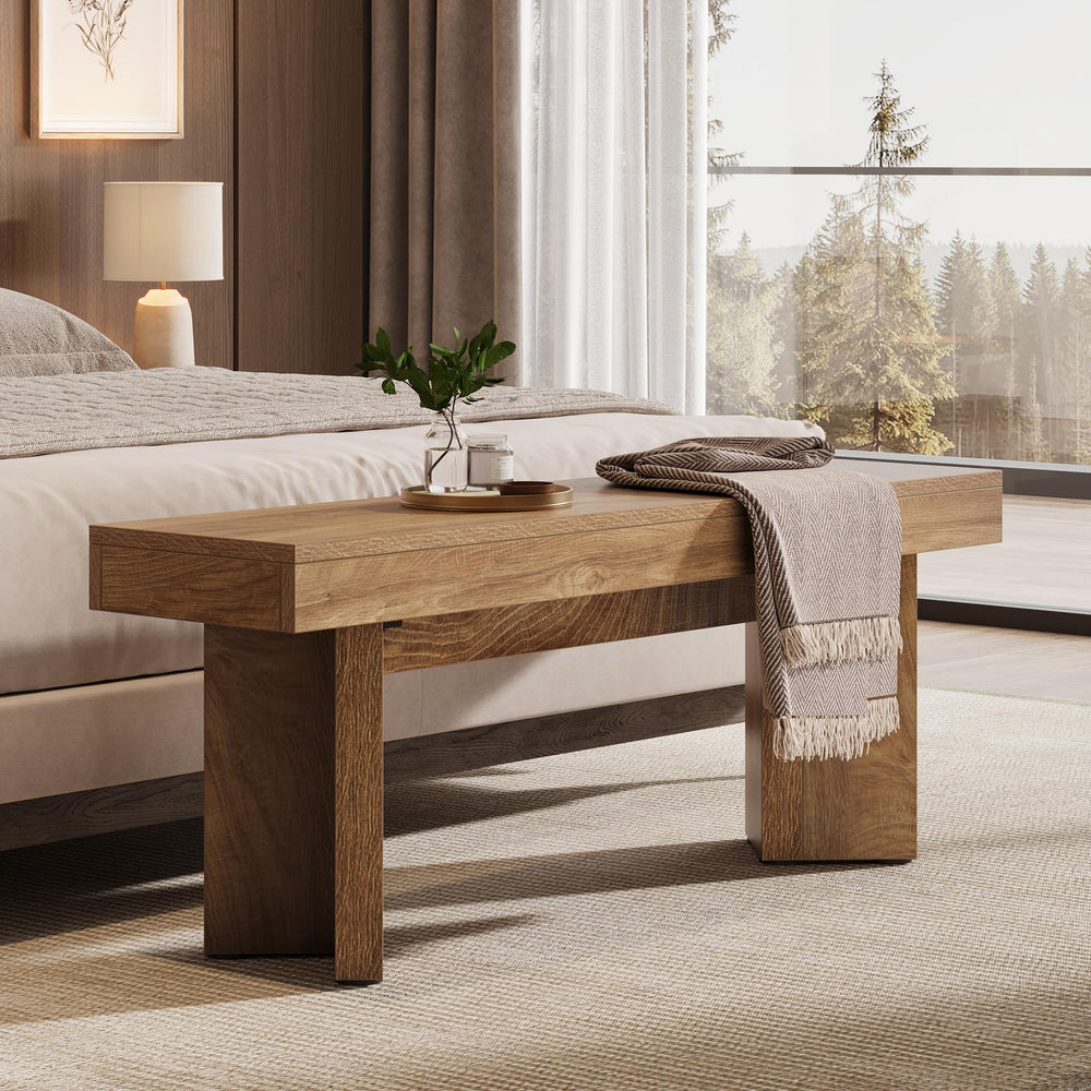 47-Inch Farmhouse Wooden Entryway Bench