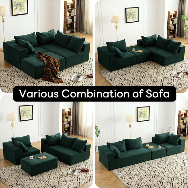 Modular L-Shaped Sectional Sofa with Deep Seat