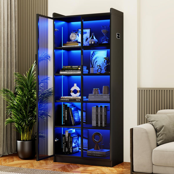 LED Display Cabinet with Adjustable Shelves & Sensor Light
