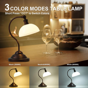 Cordless LED Table Lamp with Swing Arm & Plastic Shade