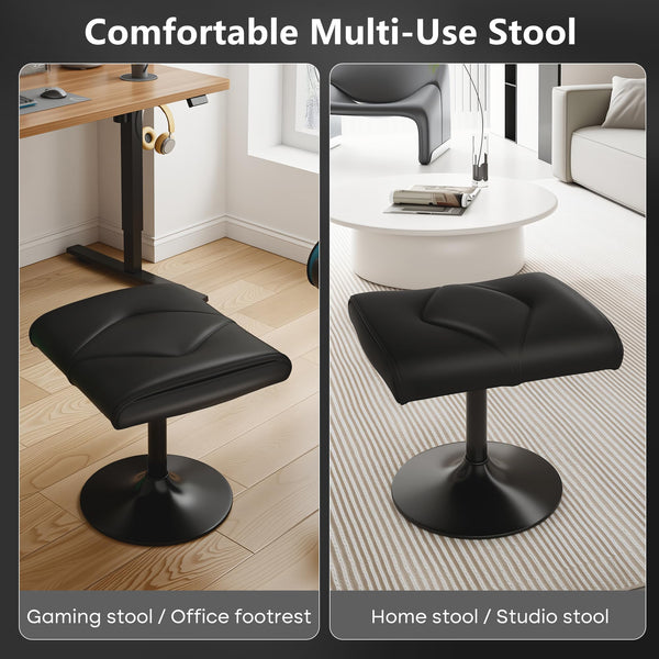 Adjustable Height Footrest Ottoman with PU Leather Cushion