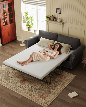Queen Pull Out Sofa Bed with Memory Foam Mattress