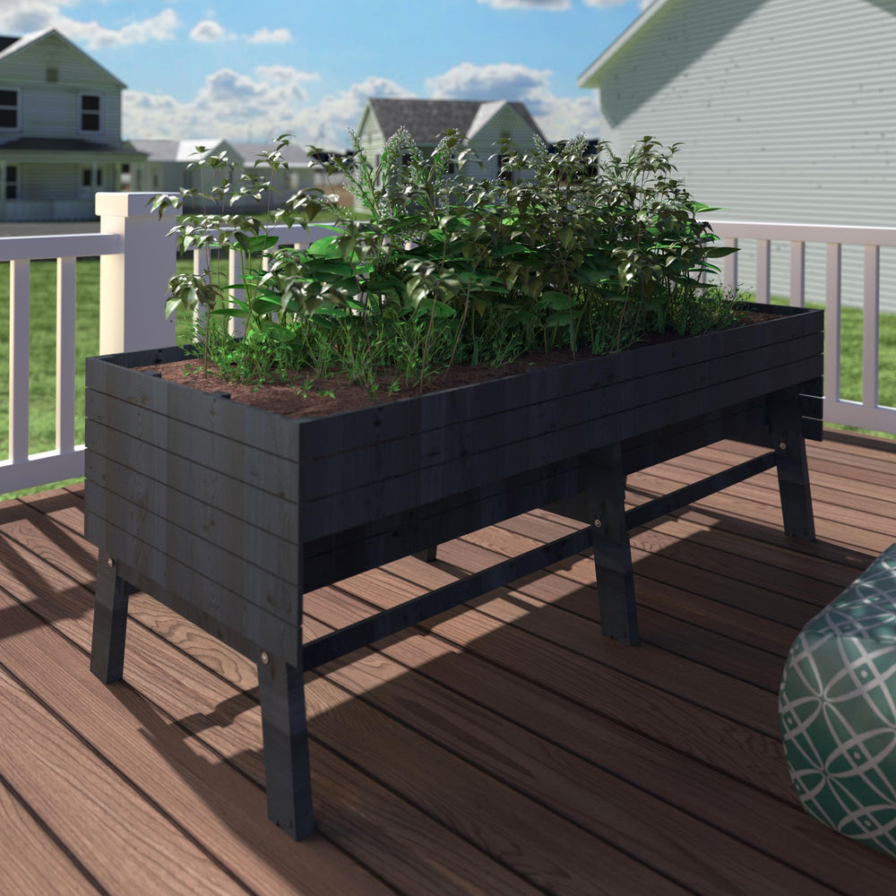 Cedar Raised Garden Bed 6x3x2FT with Wheels, Legs & Liner