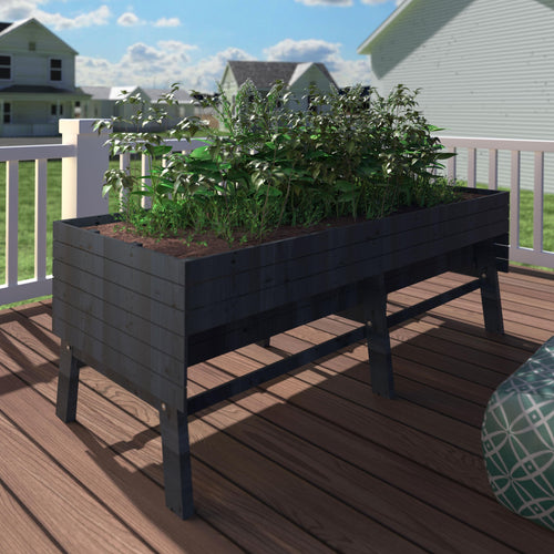 Cedar Raised Garden Bed 6x3x2FT with Wheels, Legs & Liner